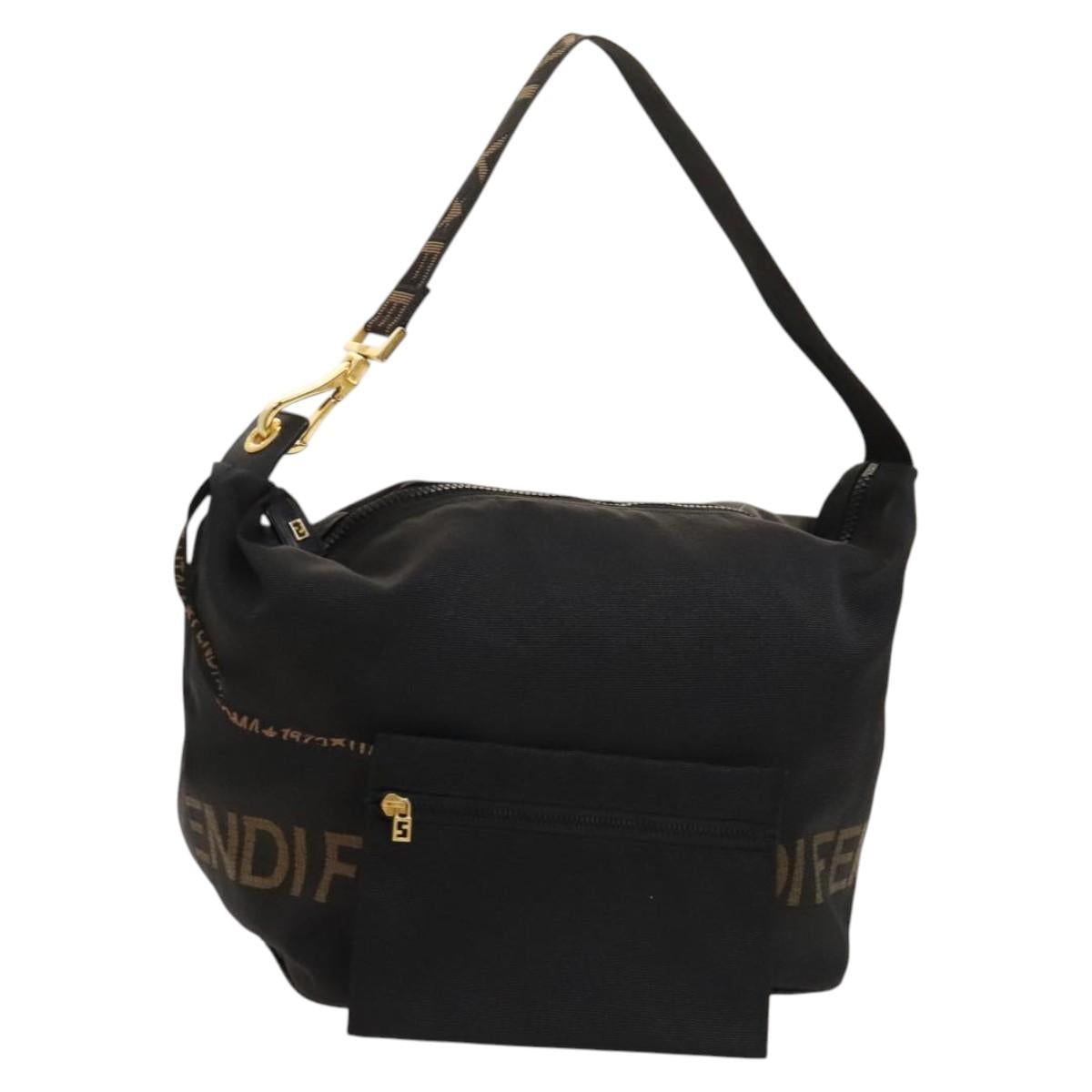 FENDI Shoulder Bag Nylon Black Gold bs24463