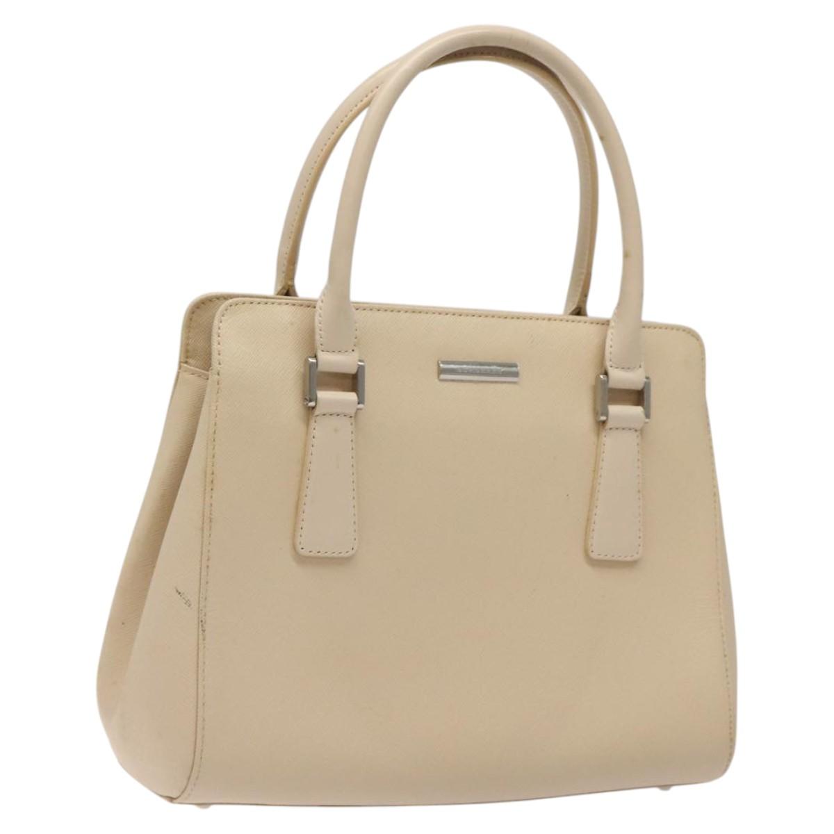 BURBERRY Hand Bag Leather Beige Silver bs24585