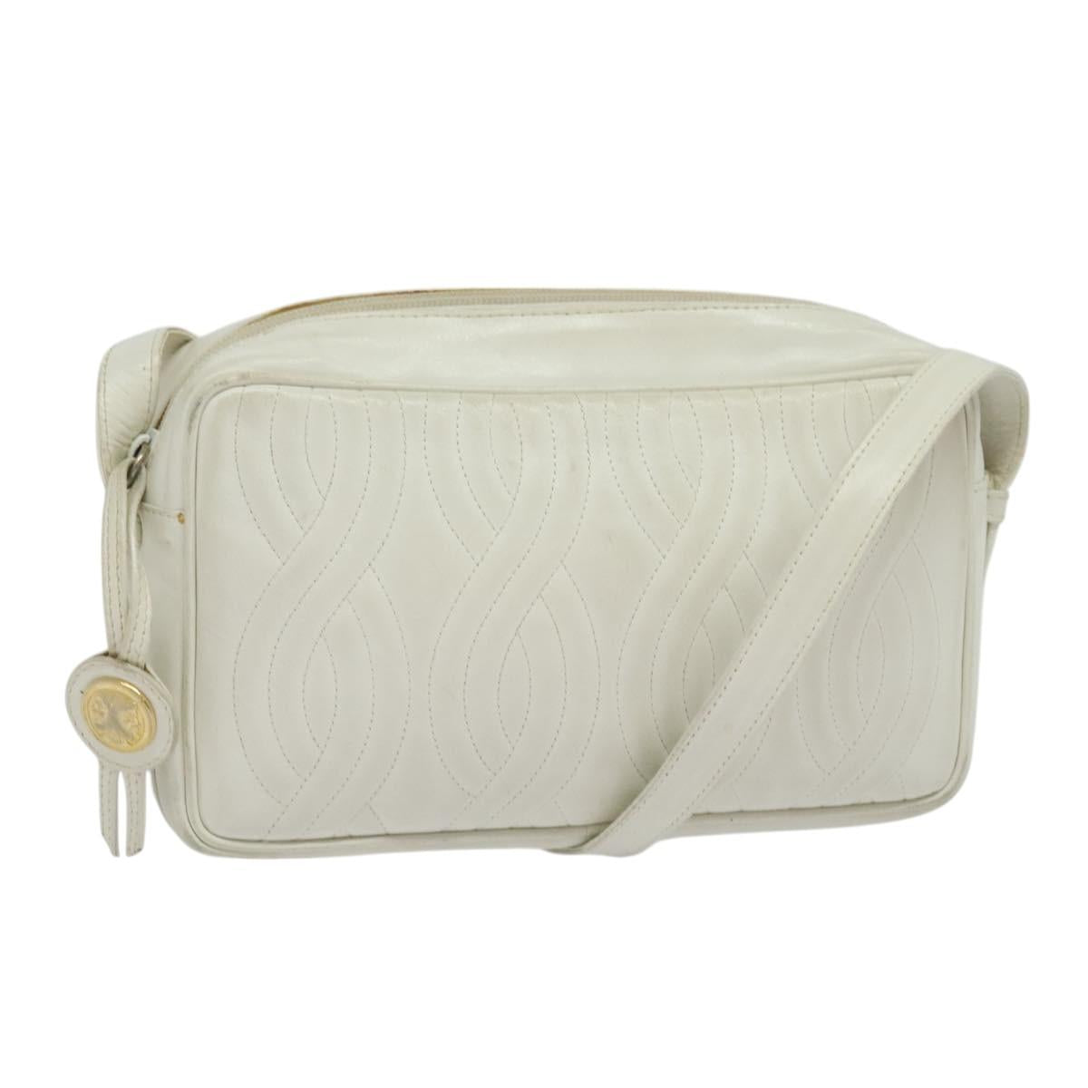 FENDI Shoulder Bag Leather White Silver bs24774