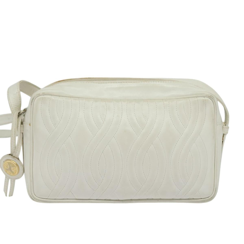 FENDI Shoulder Bag Leather White Silver bs24774