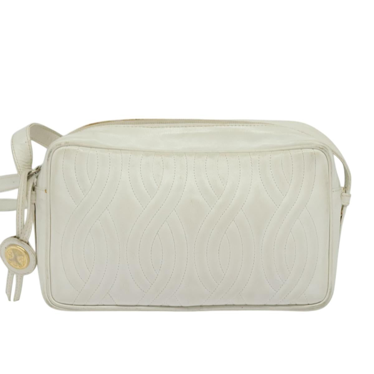 FENDI Shoulder Bag Leather White Silver bs24774