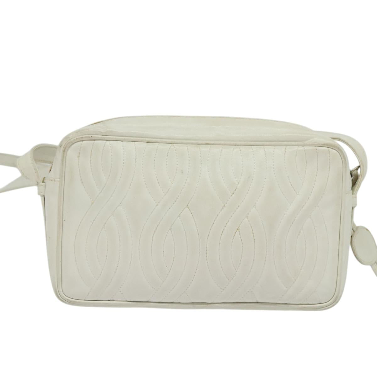 FENDI Shoulder Bag Leather White Silver bs24774