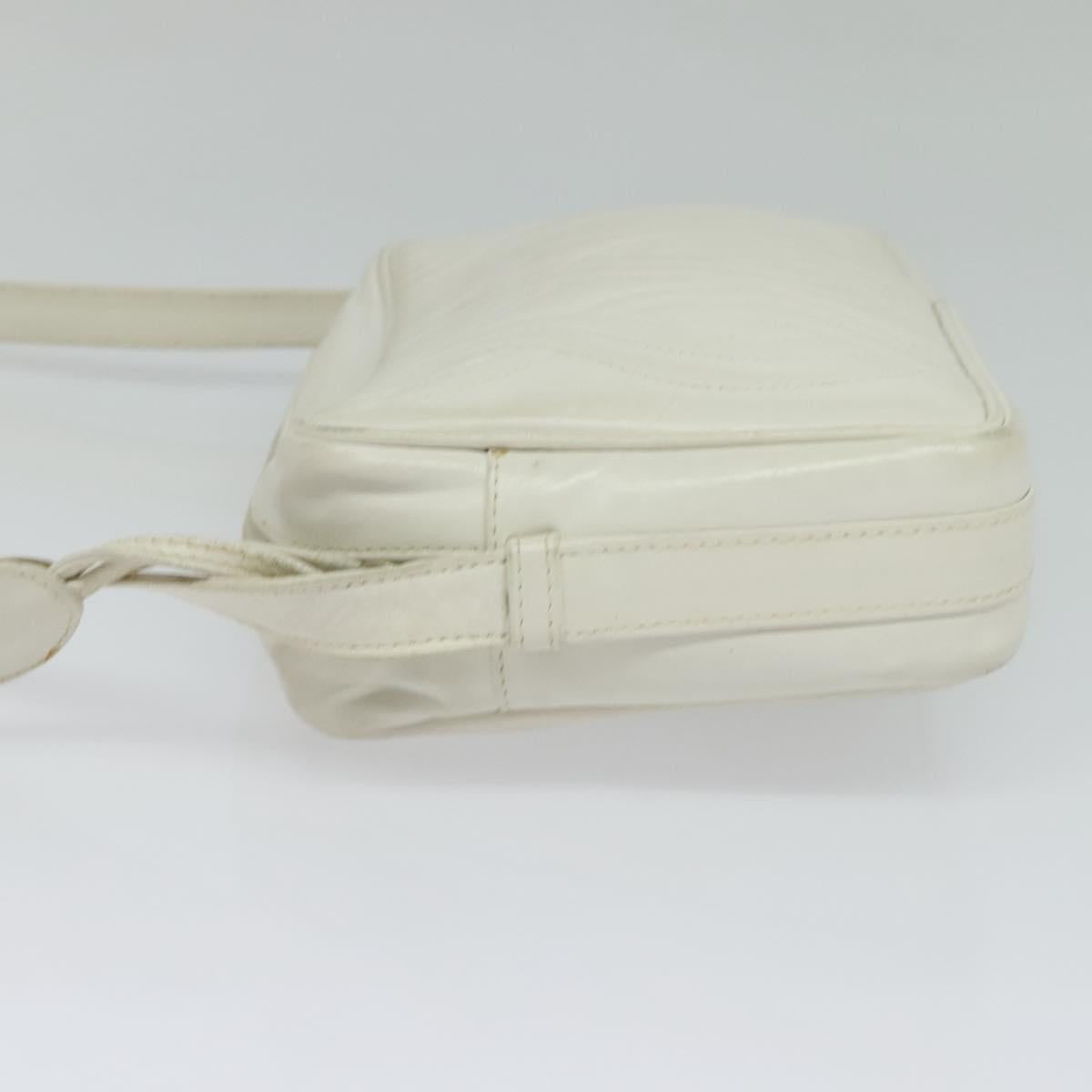 FENDI Shoulder Bag Leather White Silver bs24774