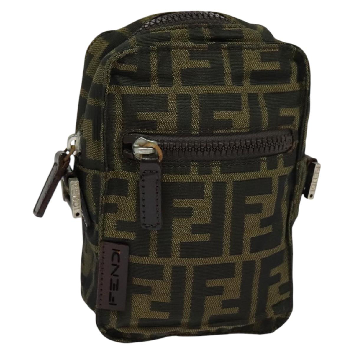 FENDI Zucca Canvas Shoulder Bag Black Brown bs24898