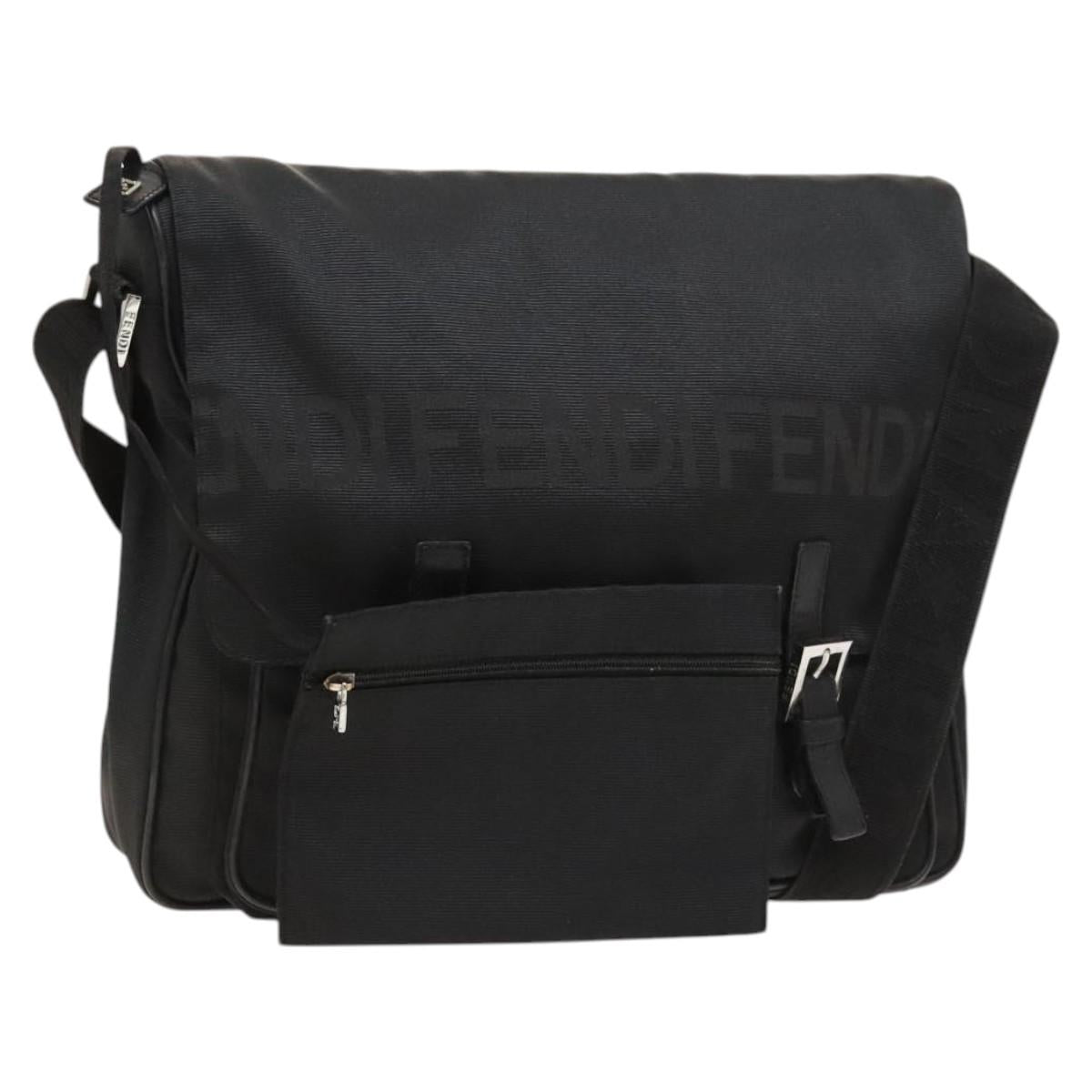 FENDI Shoulder Bag Nylon Black Silver bs24965