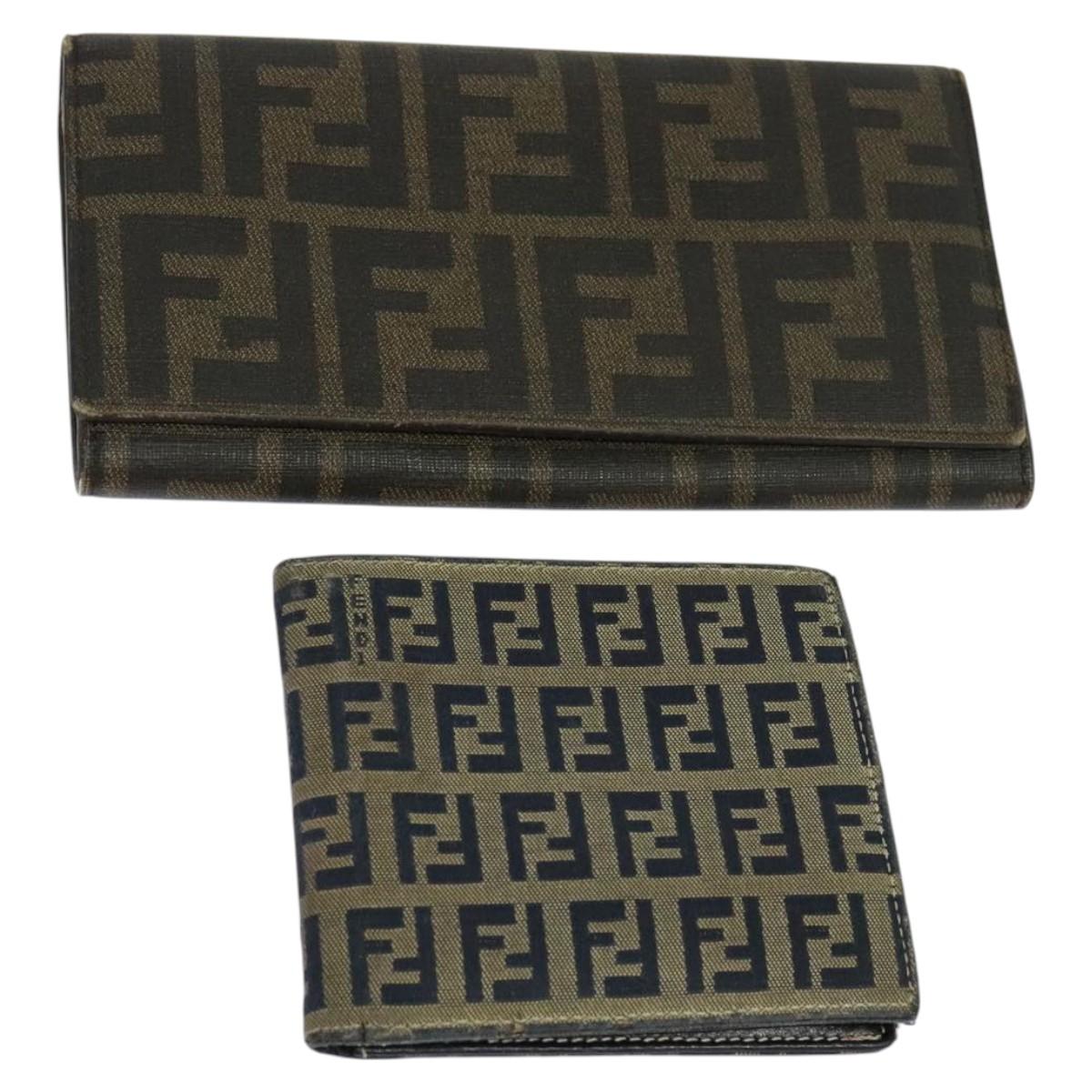 FENDI Zucca Canvas Zucchino Canvas Wallet 2Set Black Brown Navy bs25082