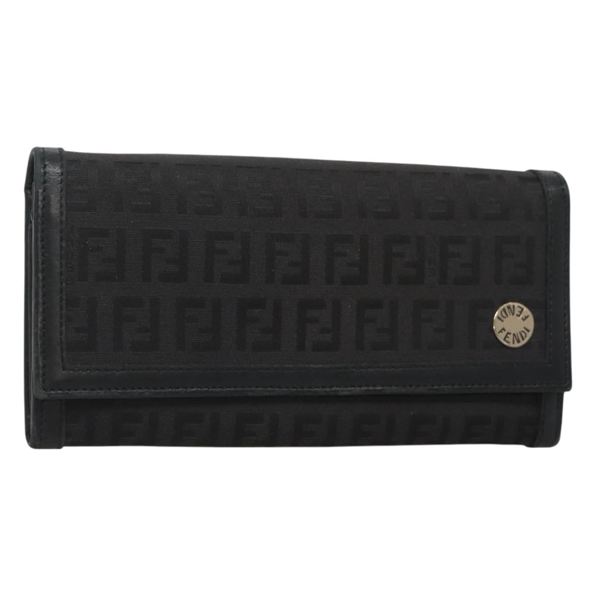 FENDI Zucchino Canvas Long Wallet Black bs25132
