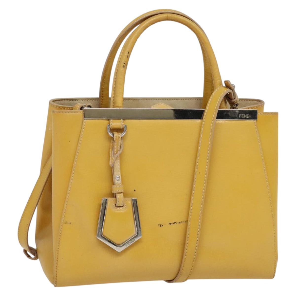FENDI Hand Bag Leather 2way Yellow Silver bs25136