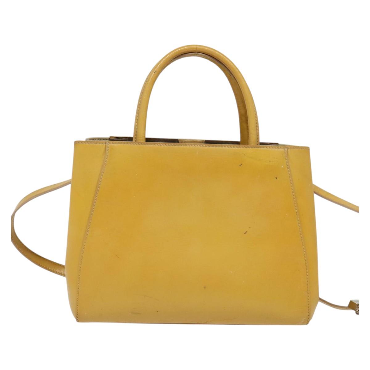 FENDI Hand Bag Leather 2way Yellow Silver bs25136