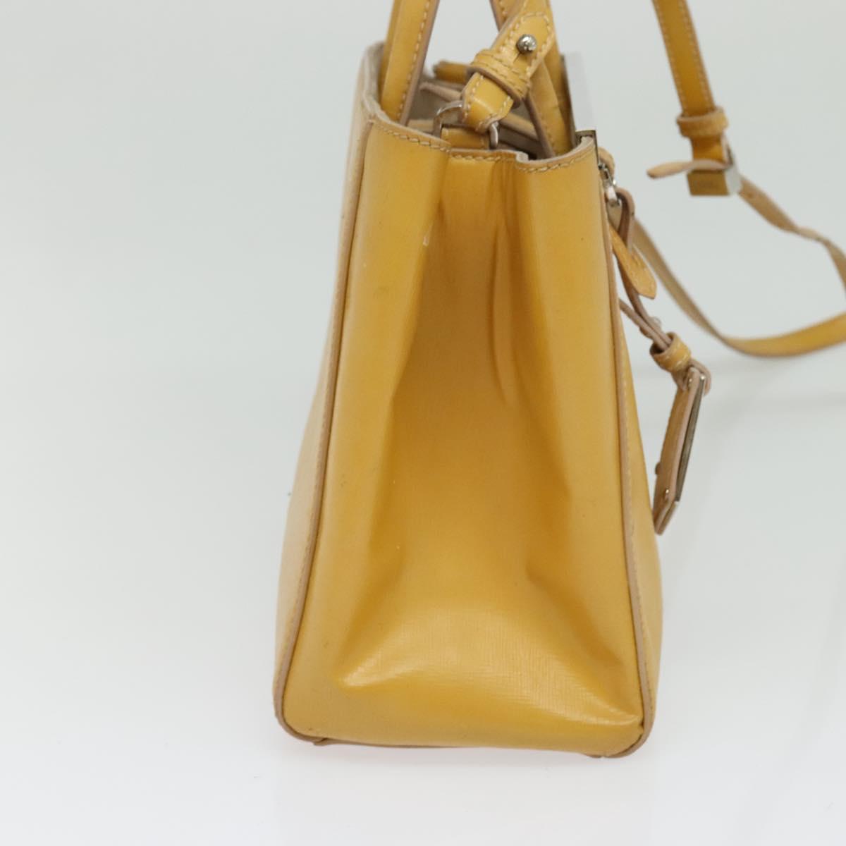 FENDI Hand Bag Leather 2way Yellow Silver bs25136