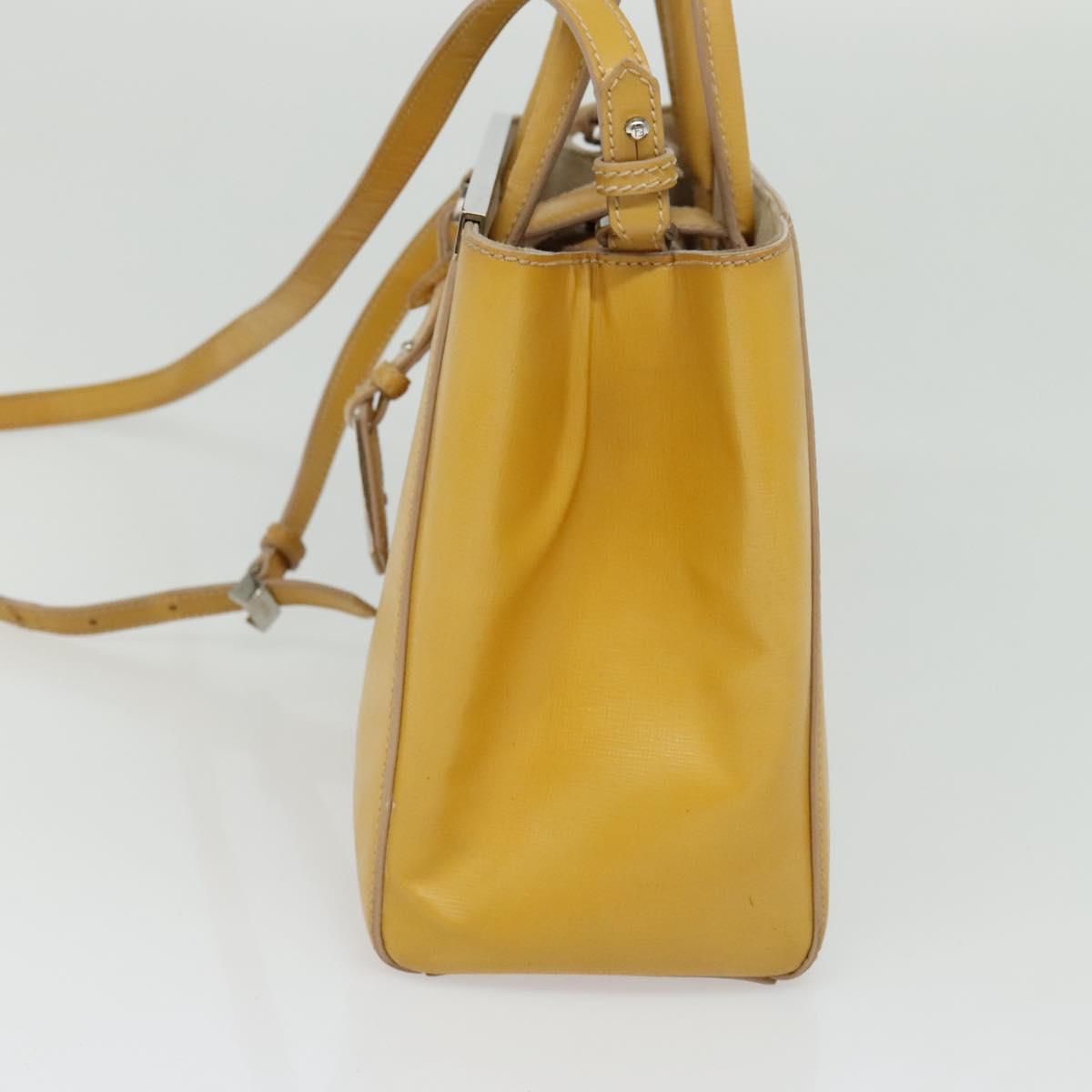 FENDI Hand Bag Leather 2way Yellow Silver bs25136