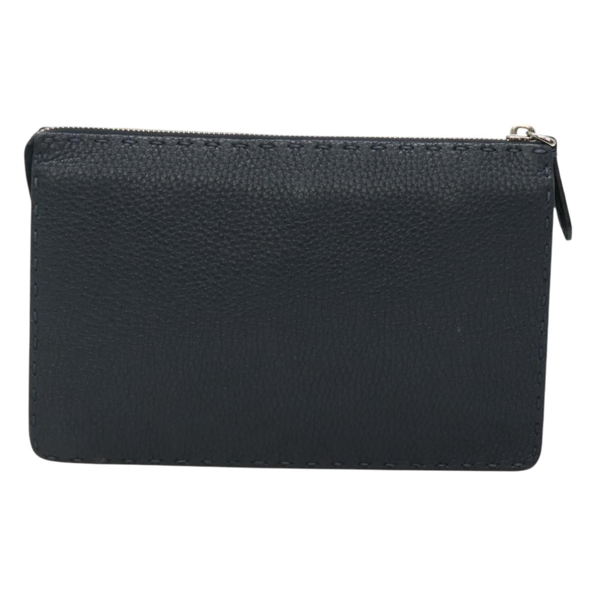FENDI Celeria Clutch Bag Leather Black bs25137