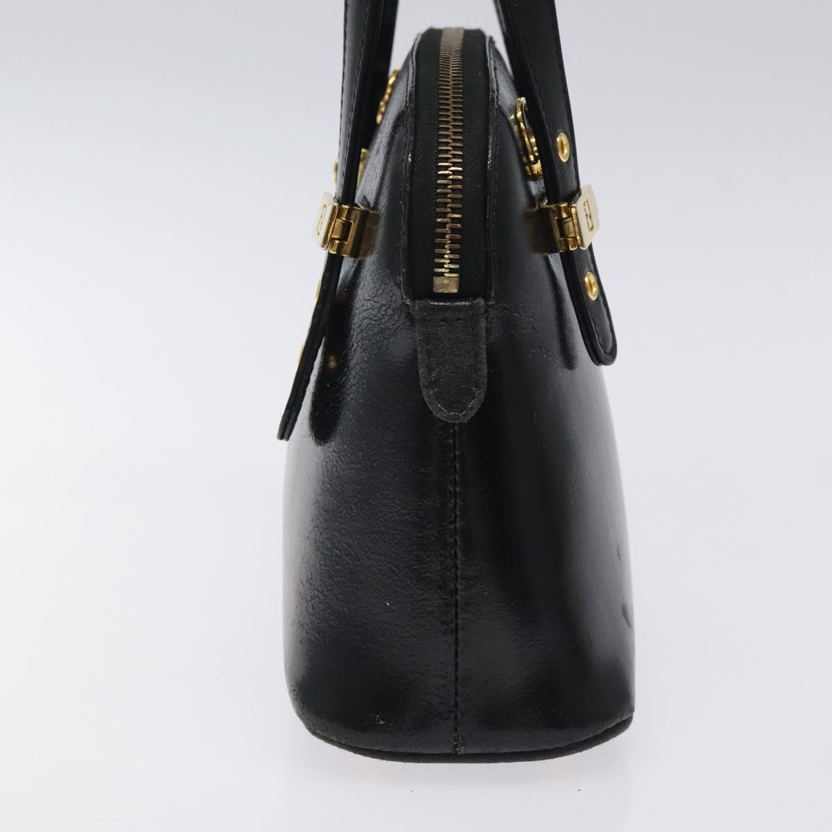 FENDI Hand Bag Leather Black Gold bs25138