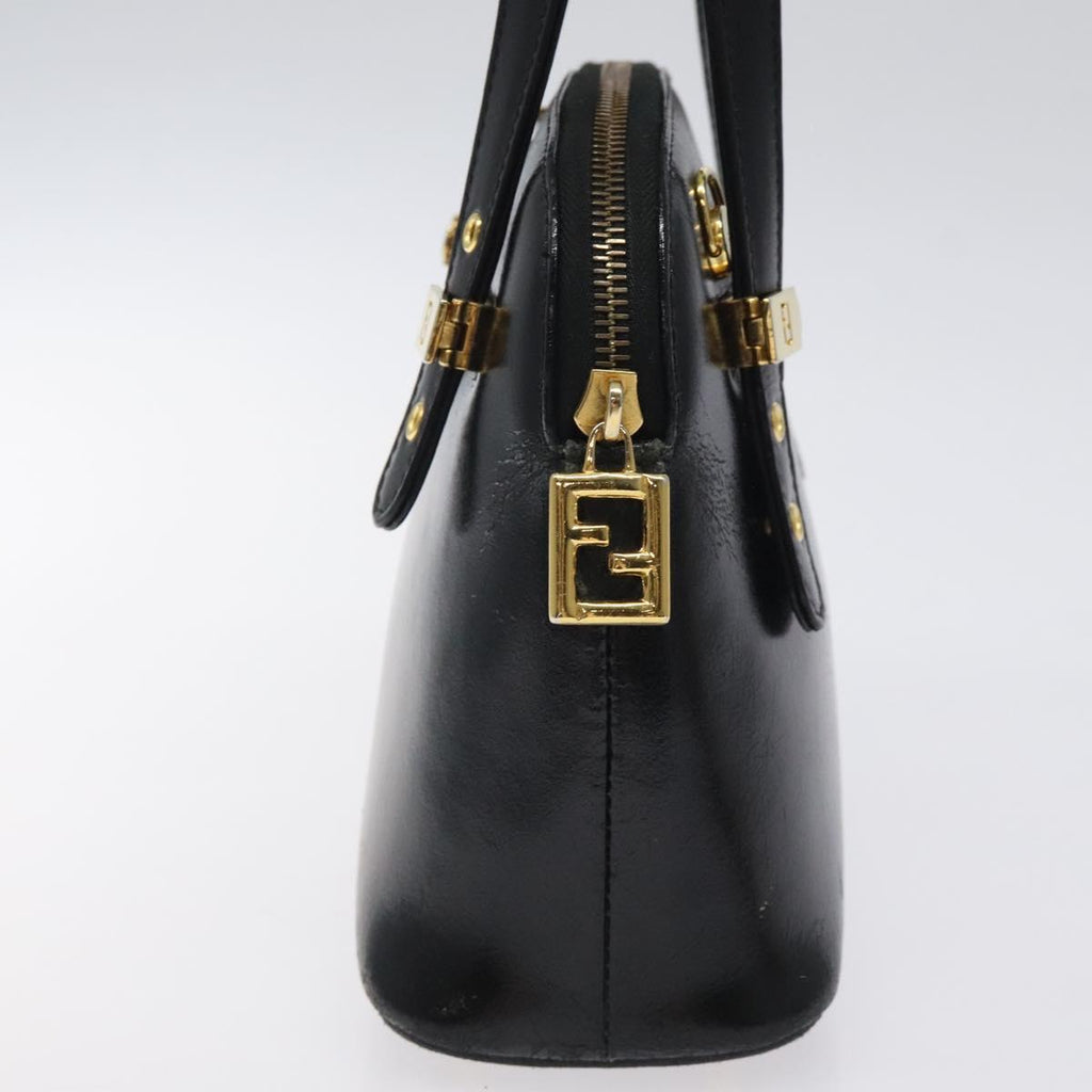 FENDI Hand Bag Leather Black Gold bs25138