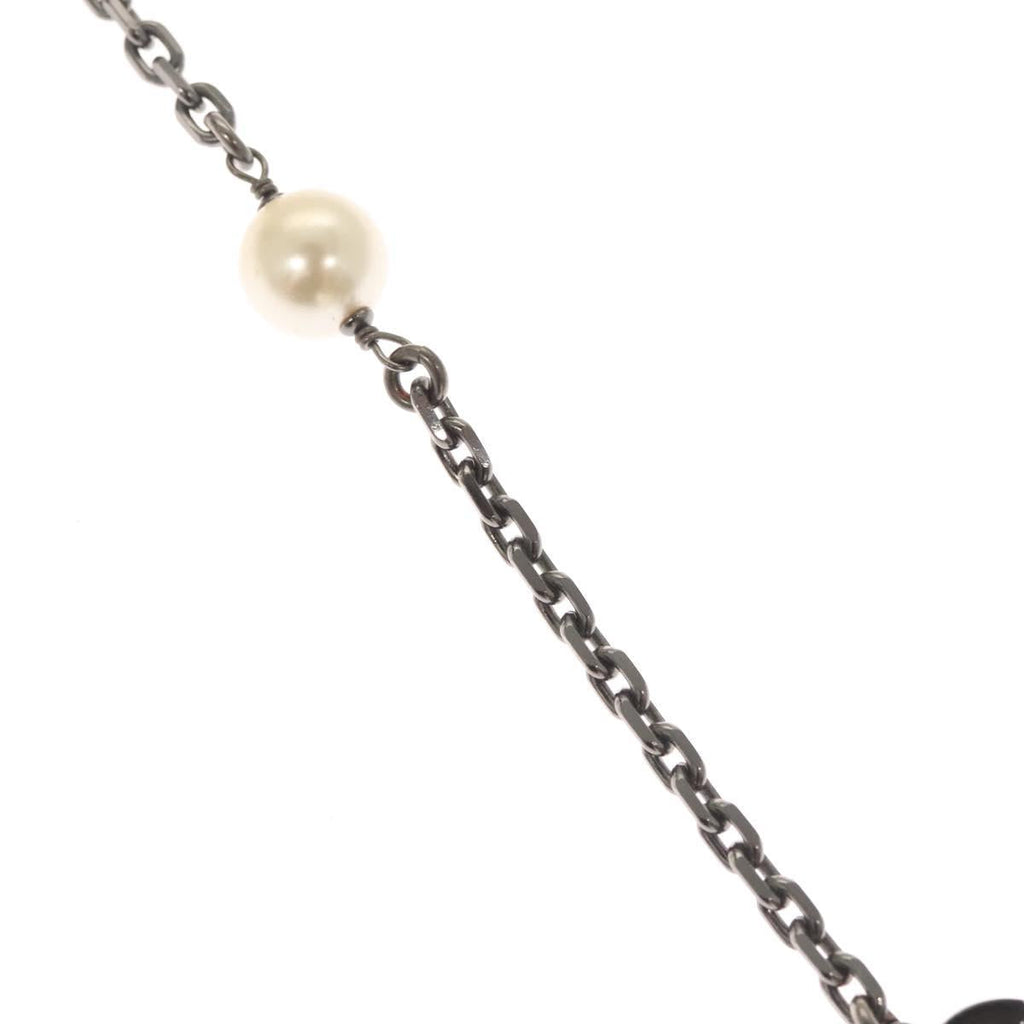 CHANEL Pearl Necklace metal White CC bs25548
