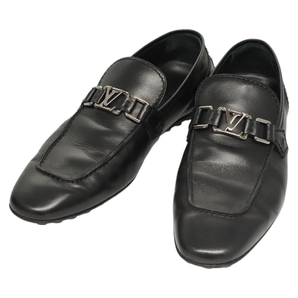 LOUIS VUITTON Driving Shoes Leather Black LV bs25780