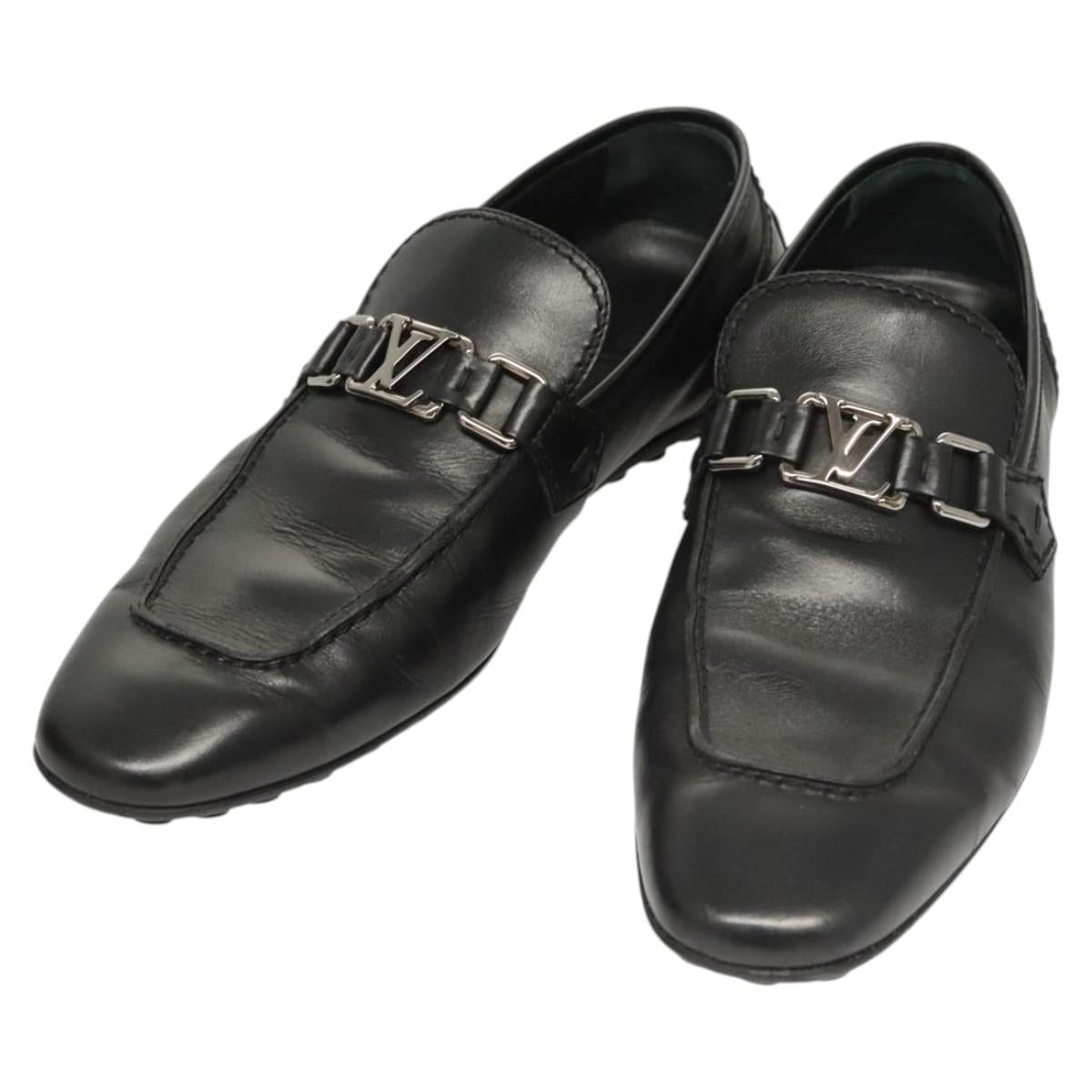 LOUIS VUITTON Driving Shoes Leather Black LV bs25780