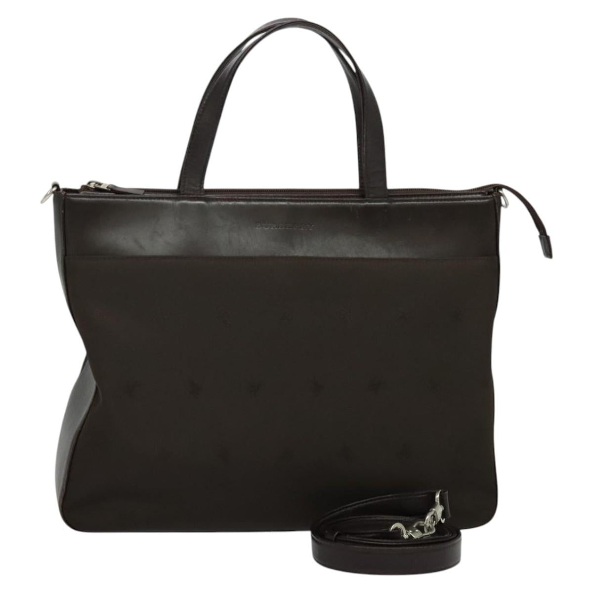 BURBERRY Hand Bag Leather 2way Brown Silver bs25791