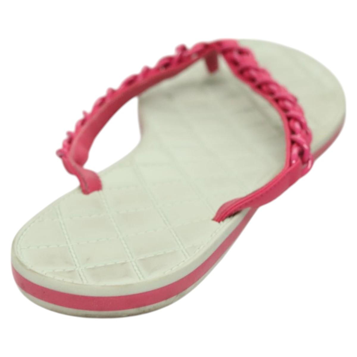 CHANEL Beach Sandals Leather Pink CC bs25811