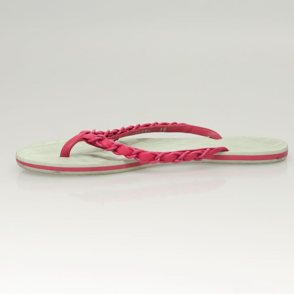 CHANEL Beach Sandals Leather Pink CC bs25811