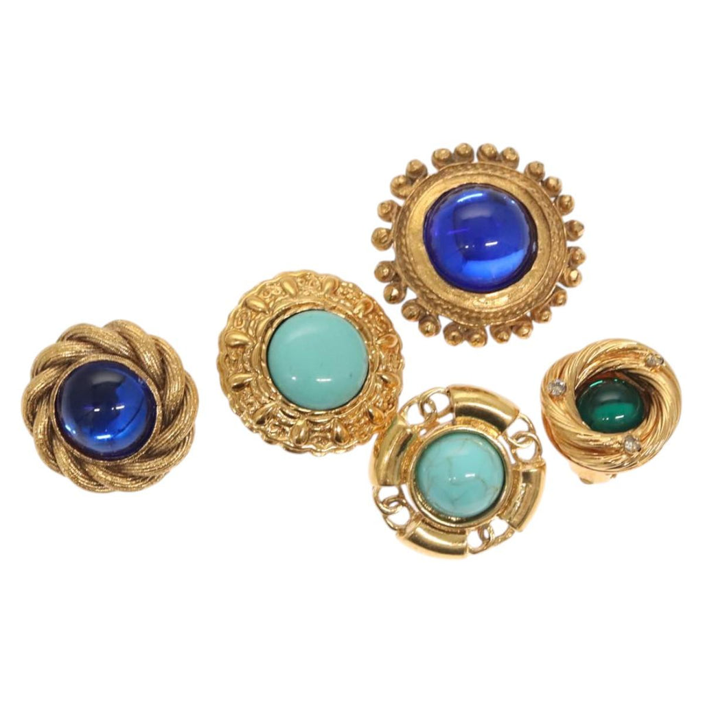 CHANEL Earring metal 5Set Gold CC bs25962