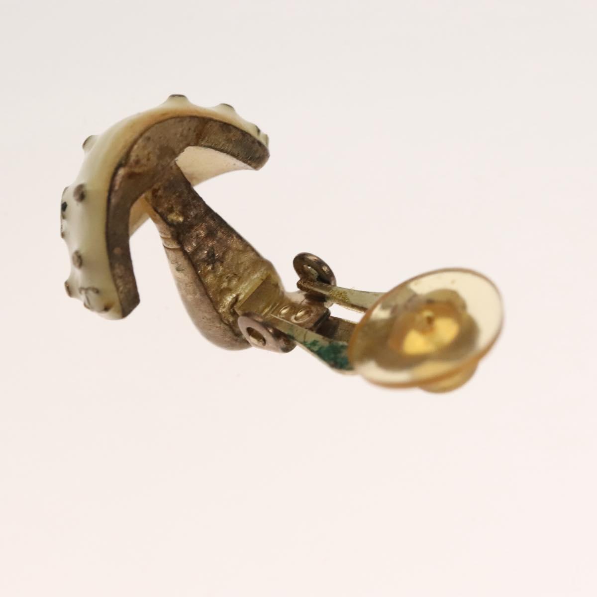 CHANEL Mushroom COCO Mark Earring metal White CC bs26554