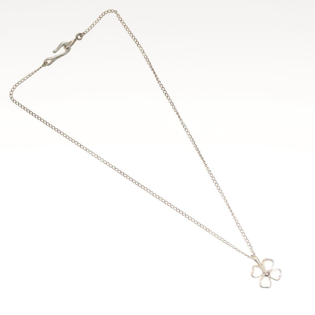 CHANEL Clover Necklace metal Silver CC bs26614