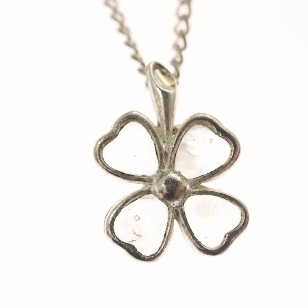 CHANEL Clover Necklace metal Silver CC bs26614