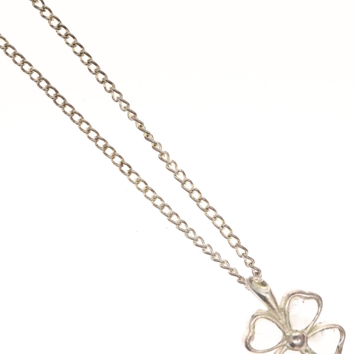 CHANEL Clover Necklace metal Silver CC bs26614
