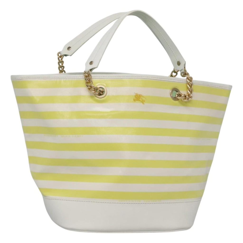 BURBERRY Blue Label Chain Tote Bag Coated Canvas Light Yellow bs26698
