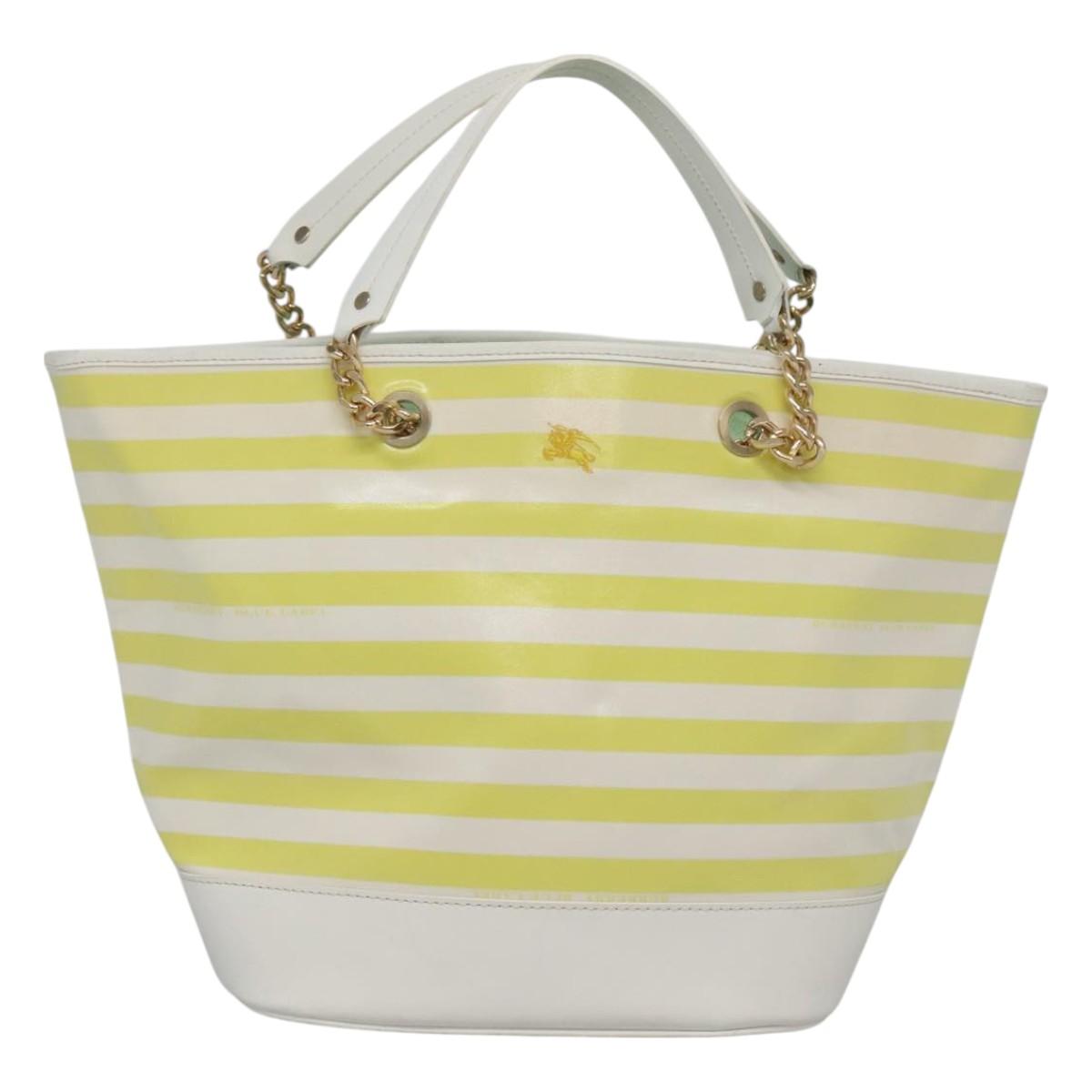BURBERRY Blue Label Chain Tote Bag Coated Canvas Light Yellow bs26698