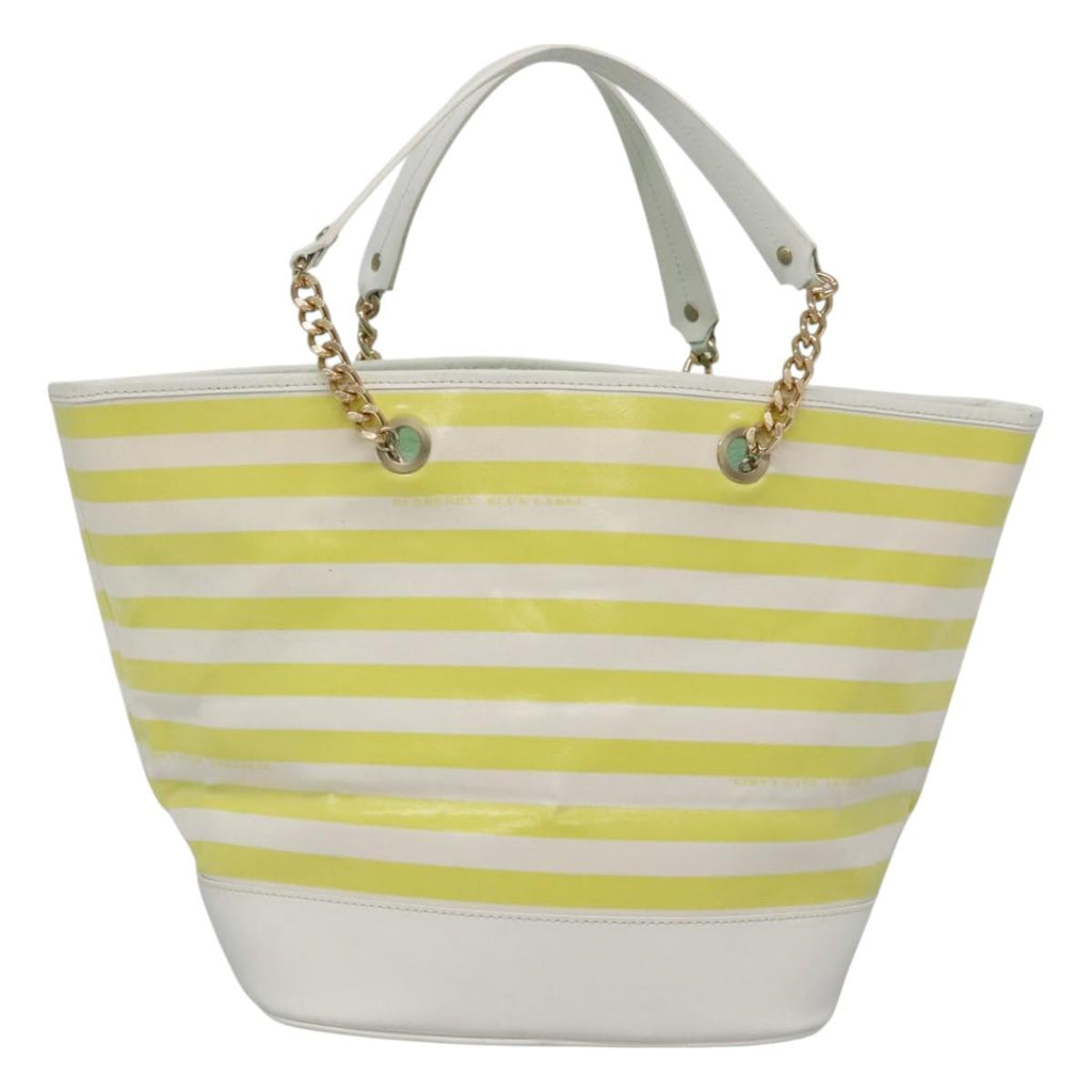BURBERRY Blue Label Chain Tote Bag Coated Canvas Light Yellow bs26698