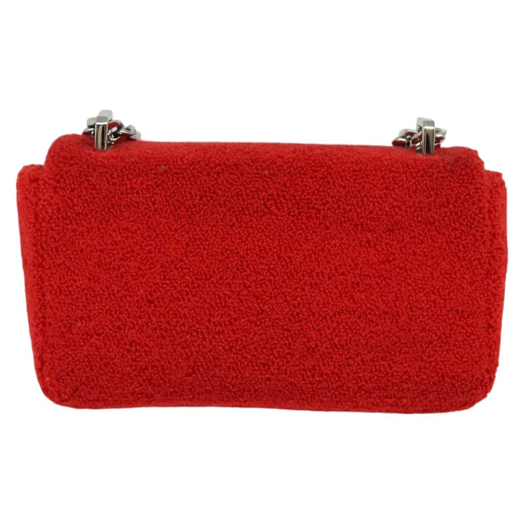 BURBERRY Chain Shoulder Bag pile Red Silver bs26879