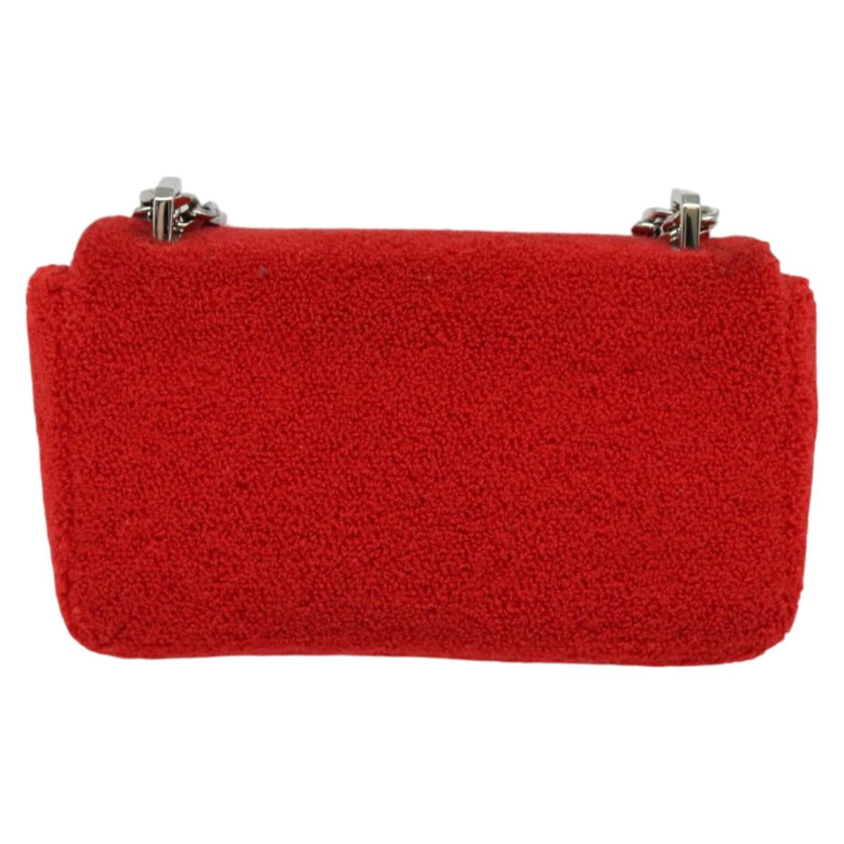 BURBERRY Chain Shoulder Bag pile Red Silver bs26879