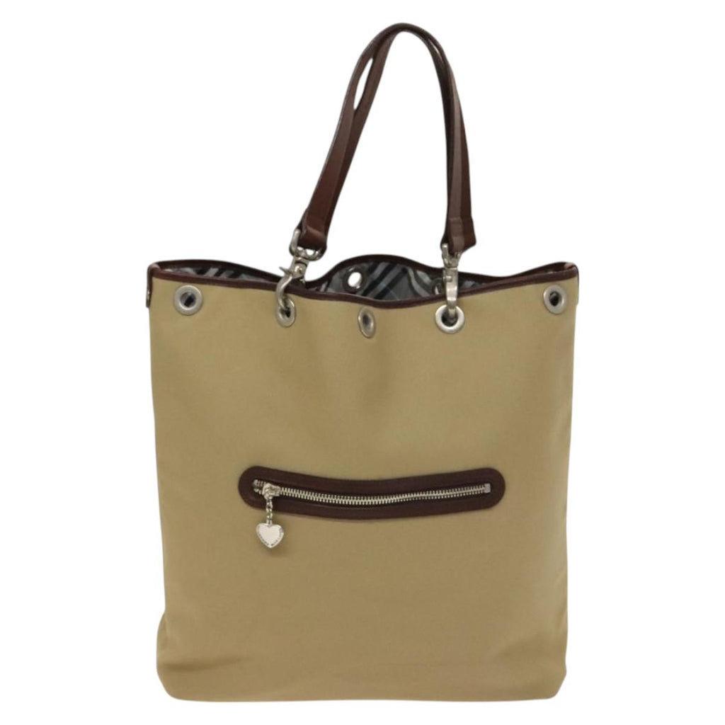 BURBERRY Blue Label Tote Bag Canvas Beige Silver bs27140