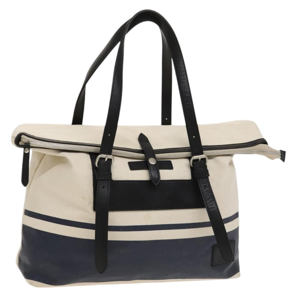 BURBERRY Black Label Shoulder Bag Canvas White Silver bs27141