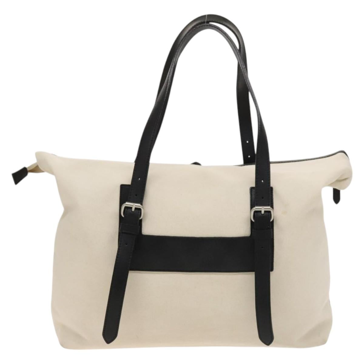 BURBERRY Black Label Shoulder Bag Canvas White Silver bs27141