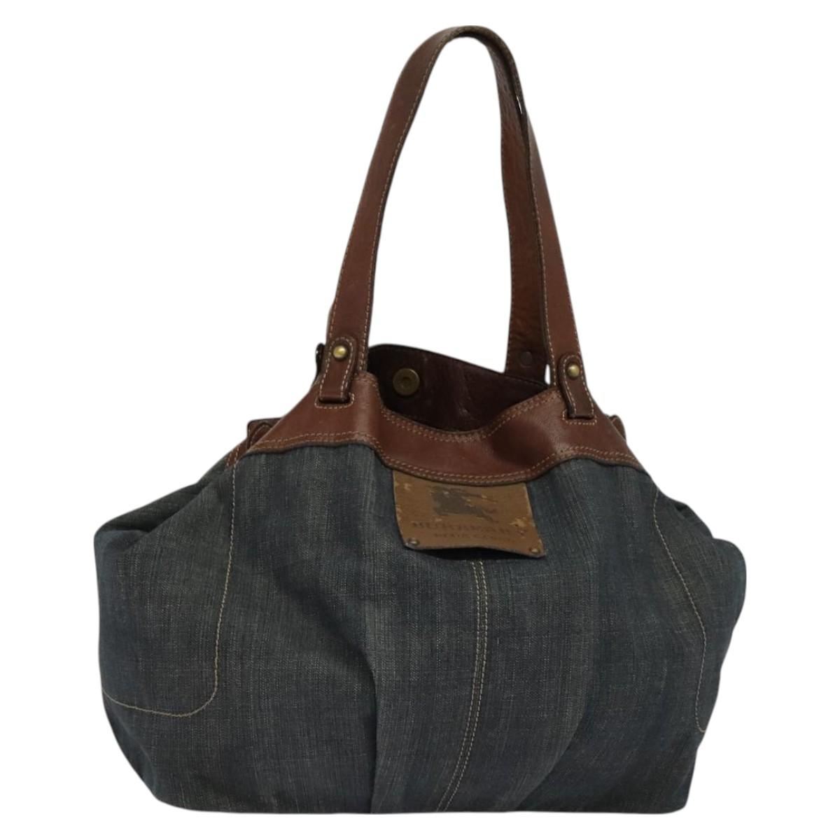 BURBERRY Blue Label Tote Bag Denim Blue Gold bs27143