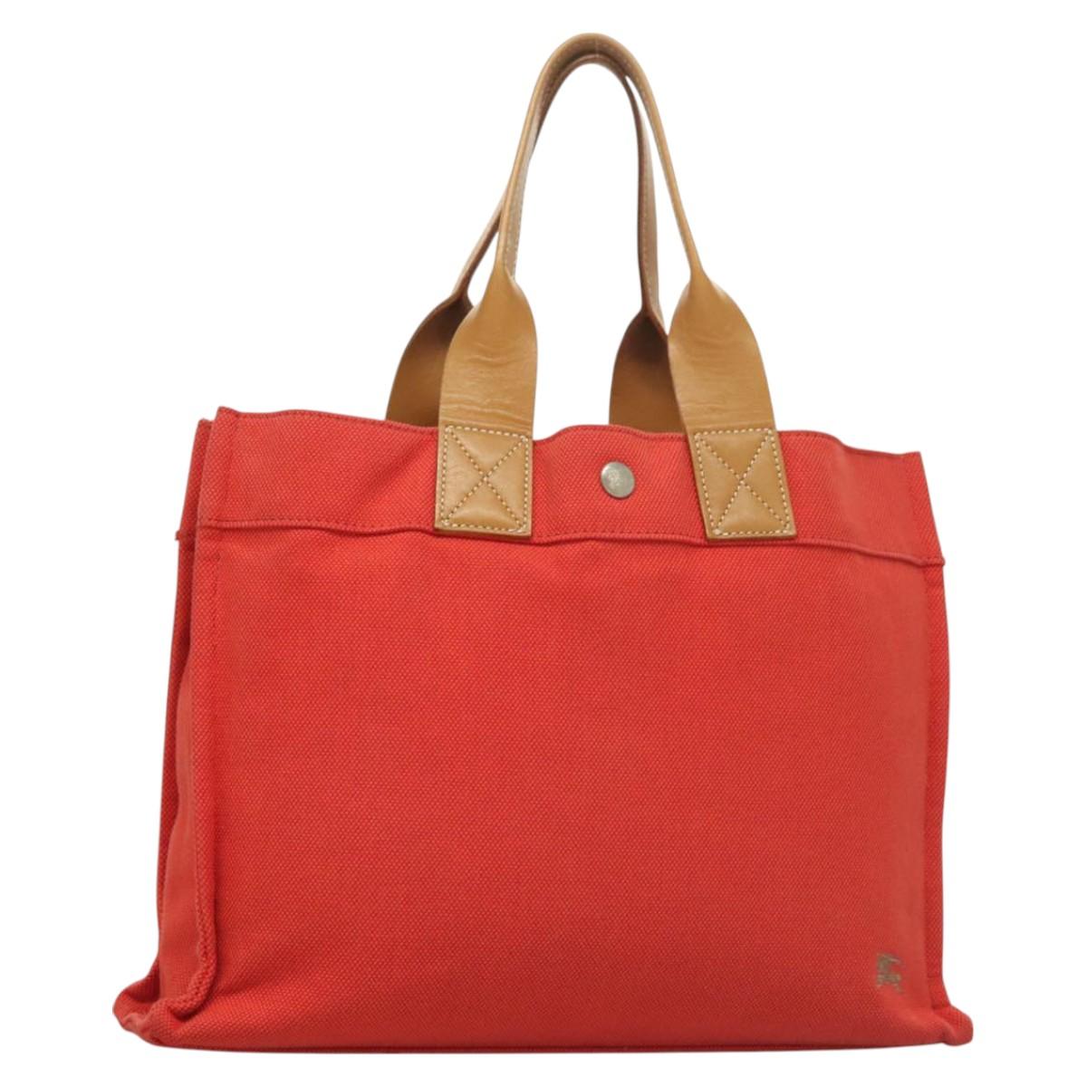 BURBERRY Blue Label Tote Bag Canvas Red Silver bs27161