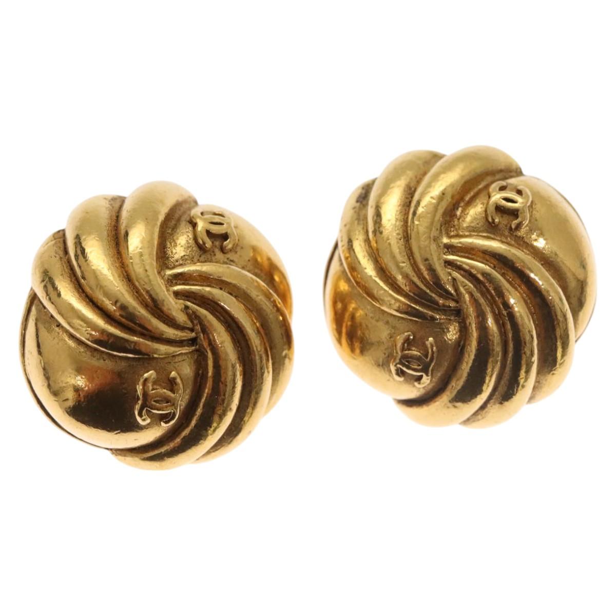 CHANEL Earring Metal Gold CC bs27349