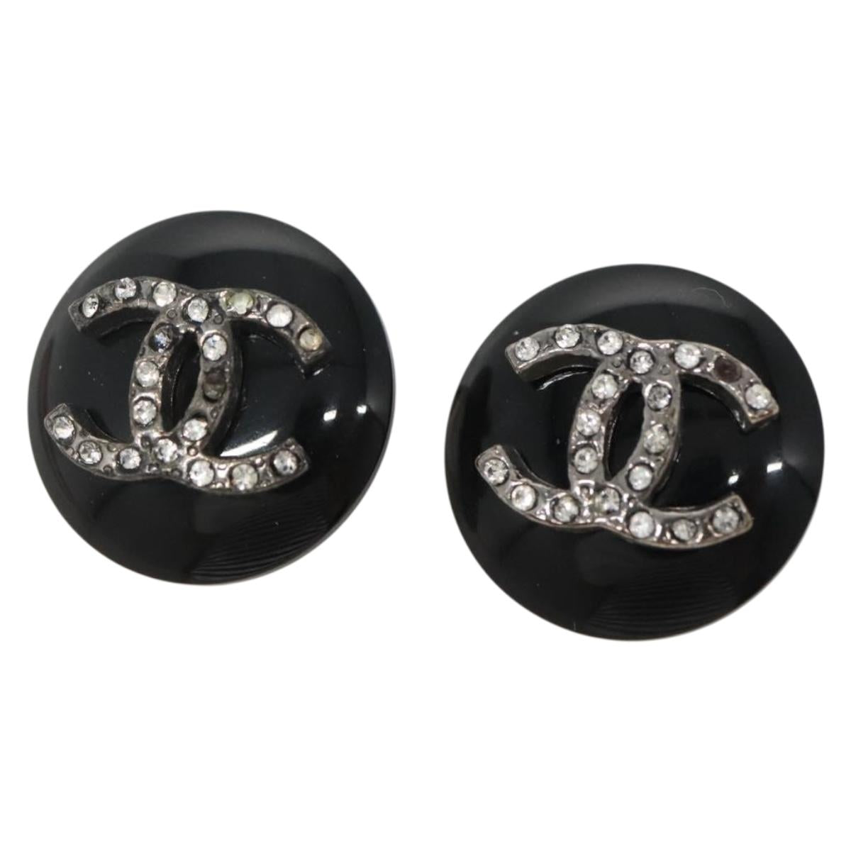 CHANEL Earring Plastic Black CC bs28248