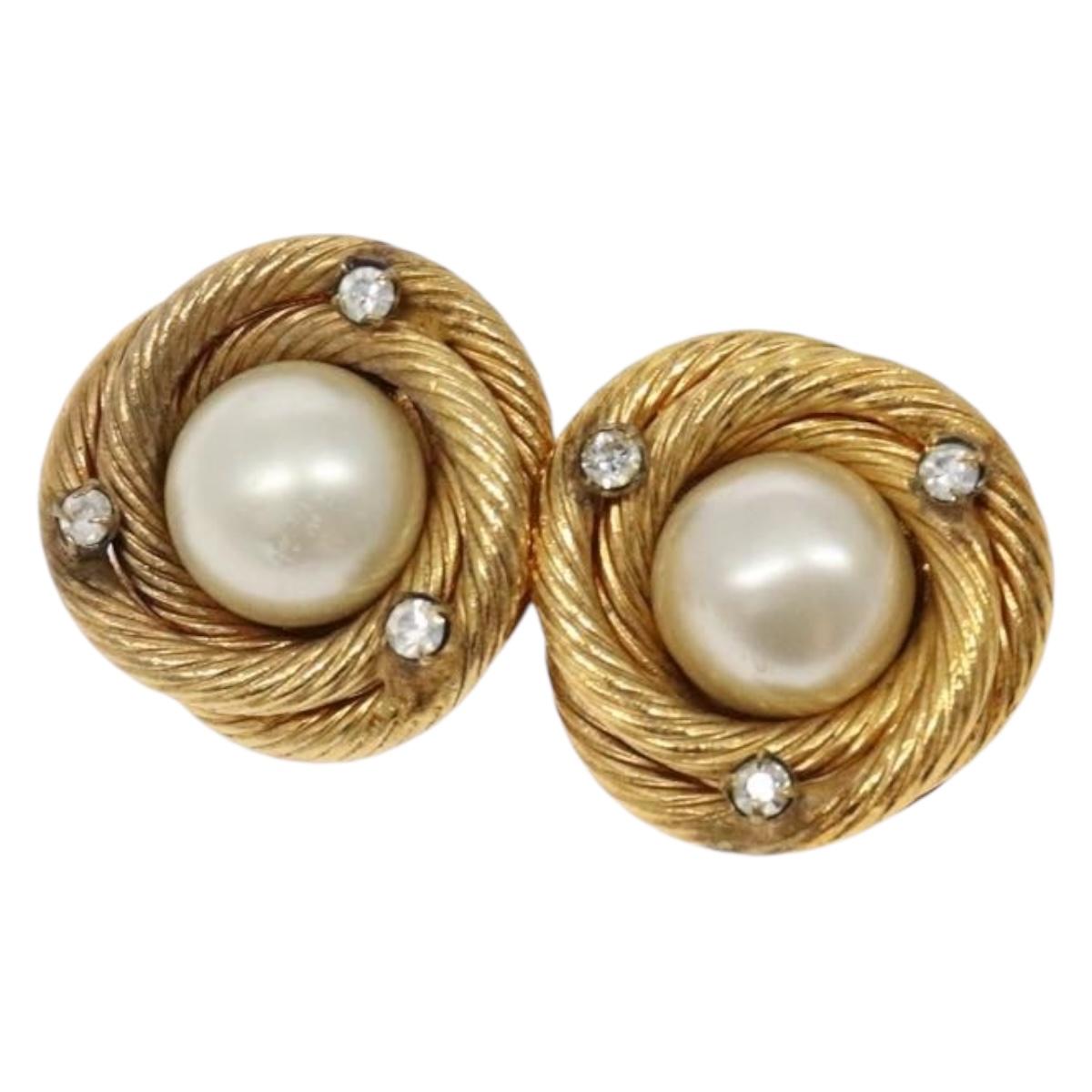 CHANEL Earring Metal Gold CC bs28505