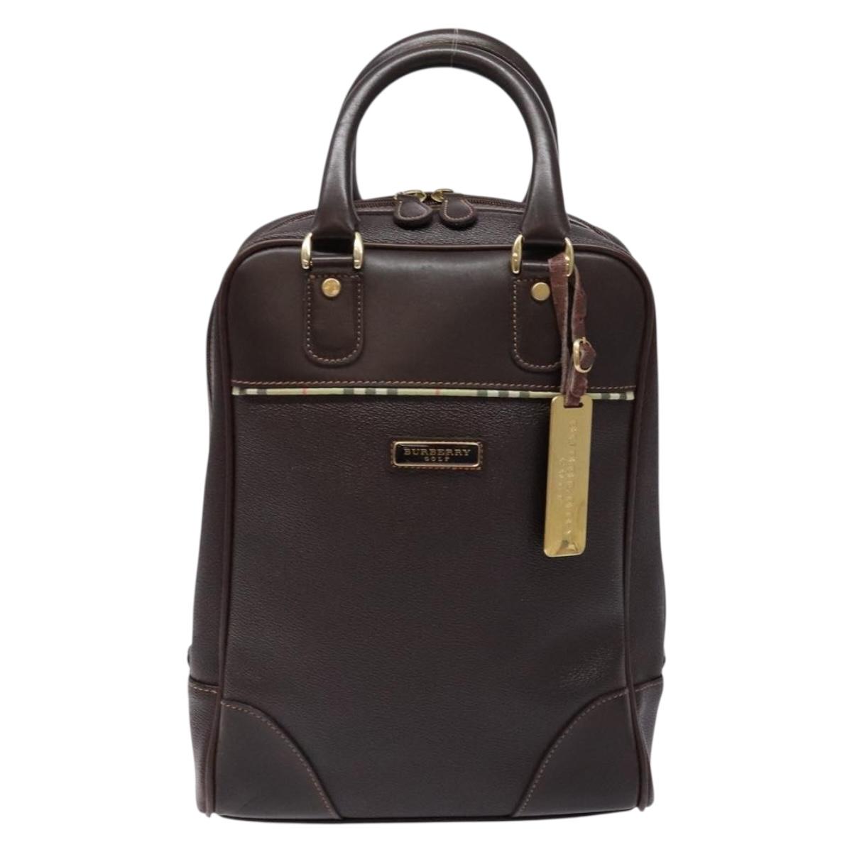 BURBERRY Hand Bag Leather Dark Brown Gold bs28754