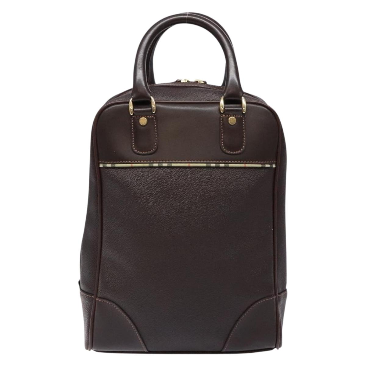 BURBERRY Hand Bag Leather Dark Brown Gold bs28754