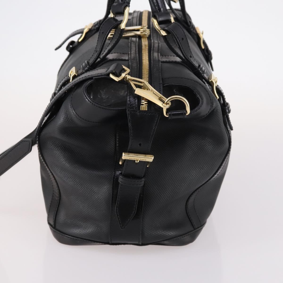 BURBERRY Boston Bag Leather 2way Black gold bs29336