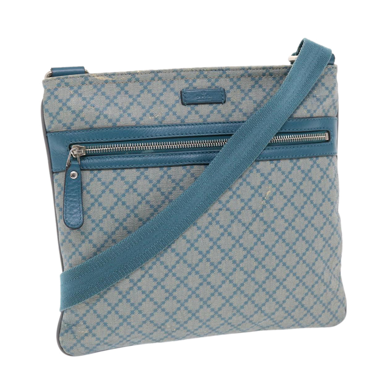 GUCCI Diamante Shoulder Bag PVC Leather Light Blue 295257 bs7152