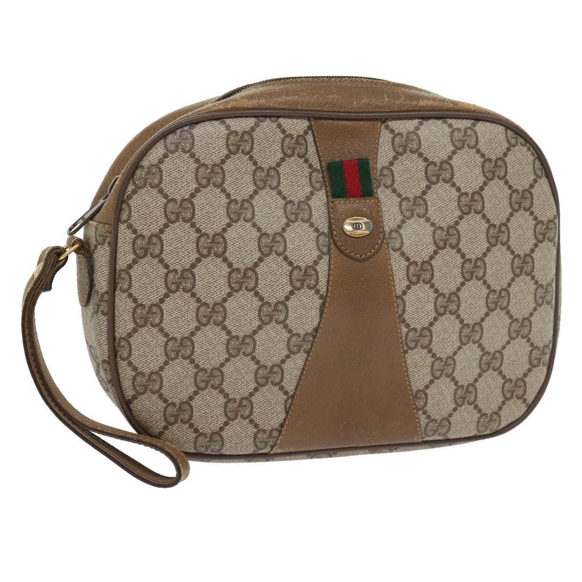 GUCCI GG Supreme Web Sherry Line Clutch Bag Beige Red 89 01 034 bs9231