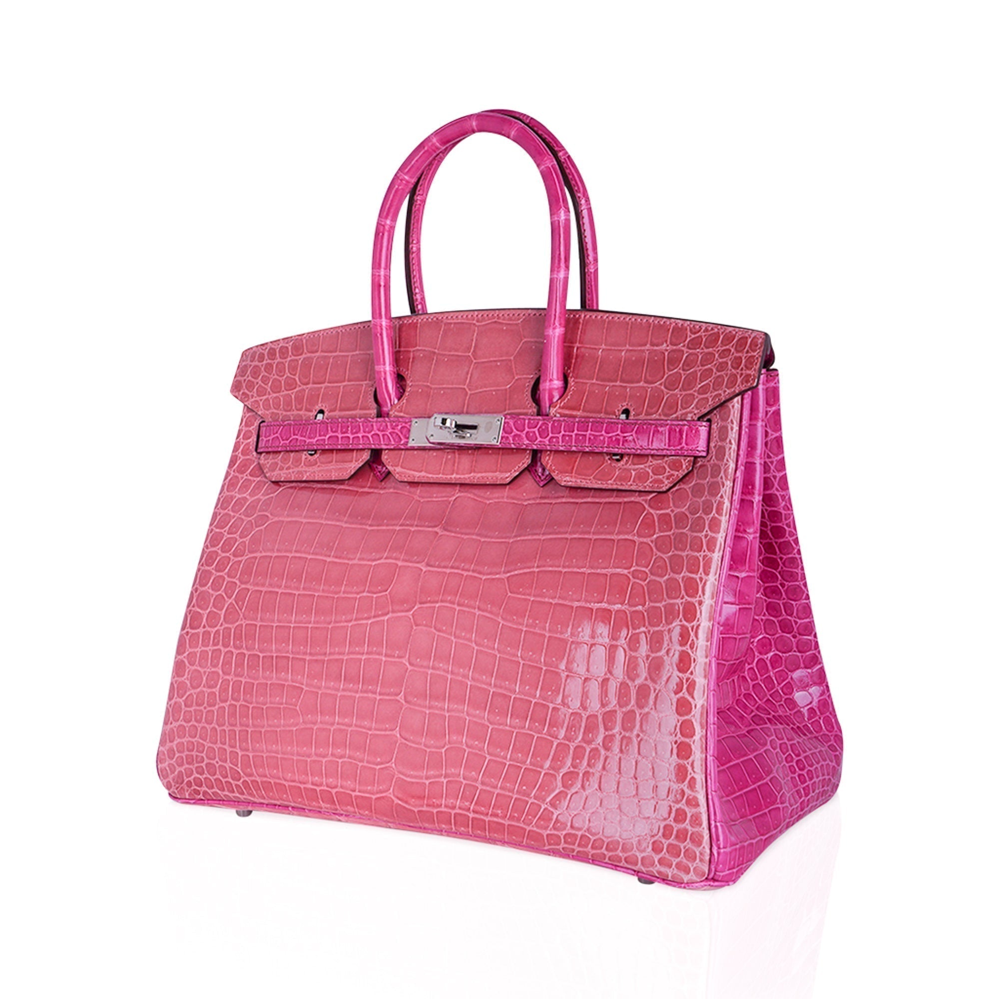 Hermes Birkin 35 Bag Rose Indien & Fuchsia Porosus Crocodile with Palladium Hardware