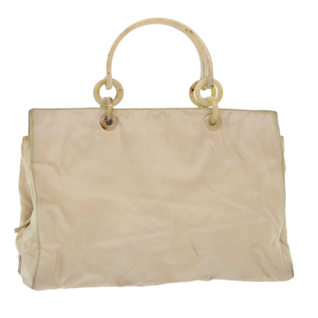 PRADA Hand Bag Nylon Beige cl707