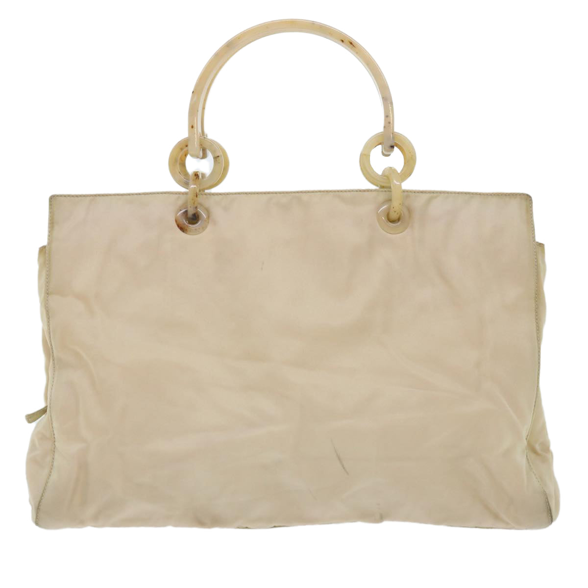 PRADA Hand Bag Nylon Beige cl707